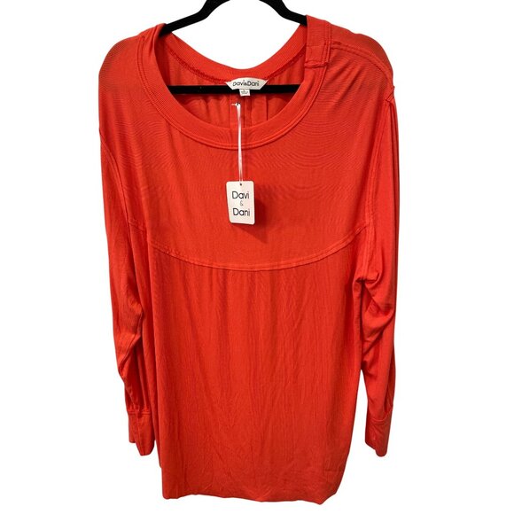 DAVI & DANI Tops - Davi and Dani Long Sleeve Ribbed Pullover Top Size Large Loose Fit Relaxed NEW